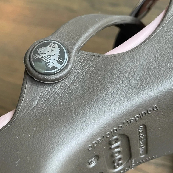 EUC Crocs Cyprus Block Heels Brown Pink Slip On Shoes - Picture 5 of 14